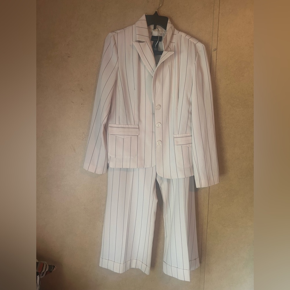 White pinstripe pantsuit